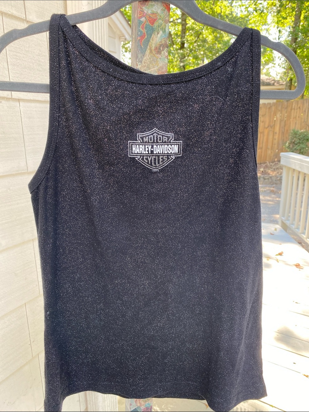 Harley-Davidson Black Sparkle Women's Tank Top with White Logo - Myrtle Beach SC